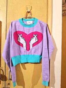 Cute winter korean Heart Print Pullover Sweater