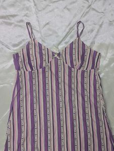 A-line Dress With Hearts And Stripe Print