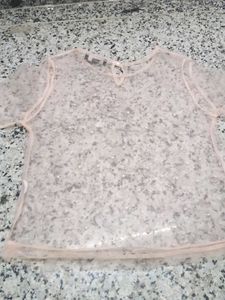 (1300)Sheer Pink Blouse