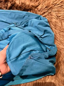 One Shoulder Teal Blue Gown
