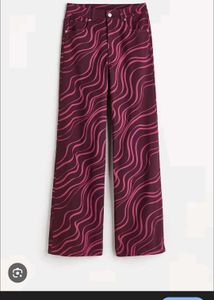 Wavy Print High-Waisted Pants