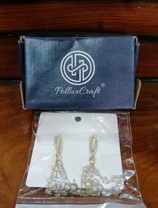 Korean White Dangling Pearl Tassel Crystal Earring