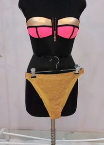 Sparkly Golden And Pink Combination Bikini