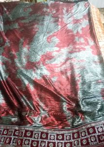 Elegant Maroon &amp; Black Designer Saree