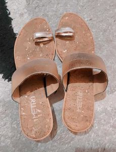 Rose Gold Metallic Slide Sandals