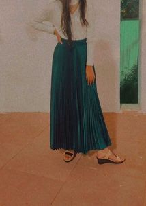 Green Pleated Skirt