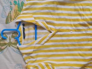 Projecteve Yellow &amp; White Crop Shirt - Size