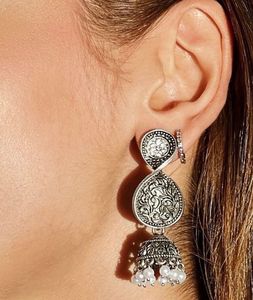 Silver Tone Jhumka Earrings