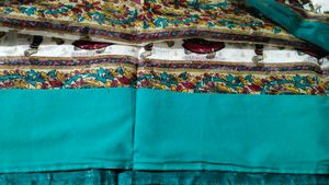 New White And Rama Sari With Blouse