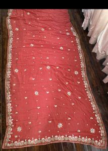 Coral Embellished Saree with Blouse