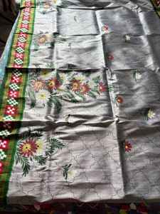 double ikkat pasapali handpainted saree