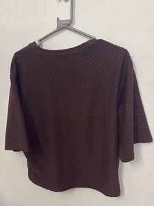 Brown Textured Crop Top