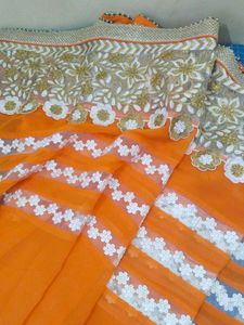 Elegant Orange Saree