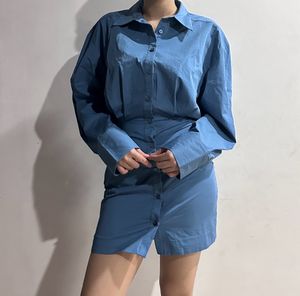 Blue Button-Down Mini Dress