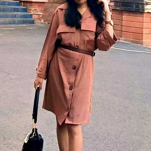 Stylish Brown Shirt Dress