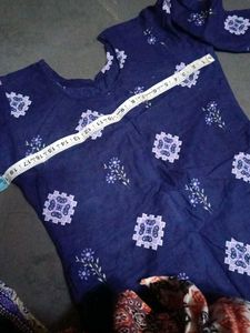 Navy Blue Printed Kurti Set