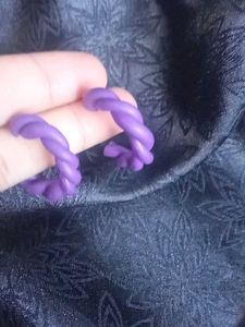 Purple Twist Hoop Earrings