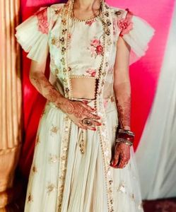 Crop Top Skirt With Net Frill Duppta