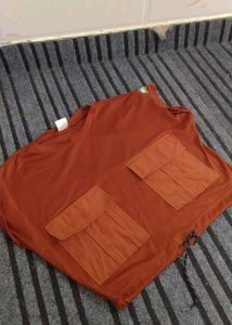 Brown Oversized Crop Top