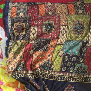 Patterned kaftan kurta with Fringe