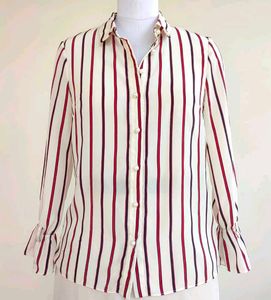Striped Blouse with Ruffled Sleeves