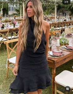 Chic Black Halter Mini Dress
