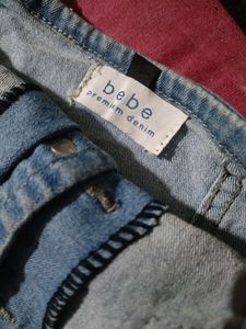bebe Halterneck Denim Dress