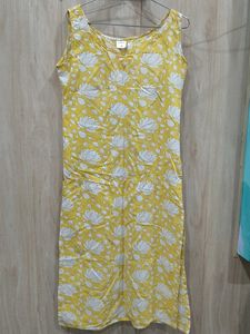 Yellow Floral Sleeveless Kurta