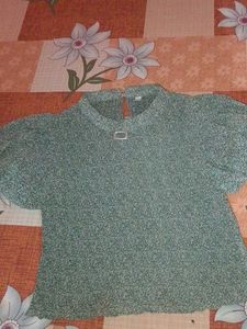 Vintage Green Floral Blouse