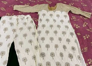 White Kurta And Pant Embroidery Set