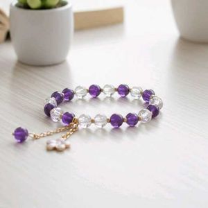 &#34;Amethyst purple ✨and Glass Pink Beaded Bracelet w
