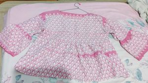 Pink Threaded Peplum Top