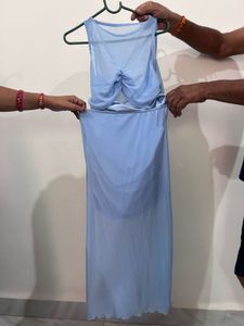 Blue Sheer Tank Top and Skirt