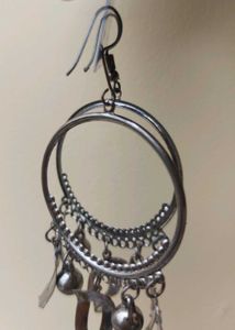 Metallic Dangle Hoop Earrings