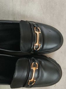 Black Loafers with Gold Detail Size -38