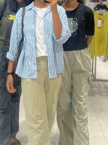 Oversized Blue And White Striped Shirt 👔