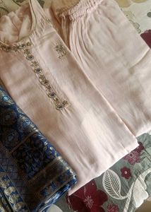 glass fabric suit with Banarasi dupatta