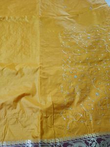 Semi Silk Saree With Machine Embroidery