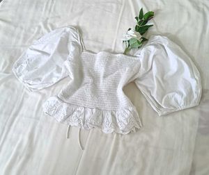 Smocked Front Ruched Top