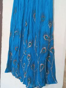 Blue Skirt With Sequence Size Free