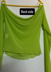 Green Mesh Long Sleeve Top