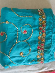 Teal Embellished Saree