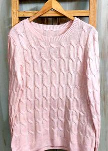Light Pink Self Design Pullover Size-36-38