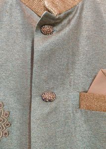 Beige blend Jacket With Coper Kurta
