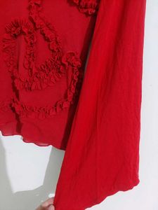 Stylish V Neck Red Top