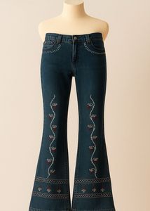 Embroidered Bell Bottom Jeans