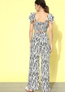 Women Stylish Black Printed Top With Palazzo