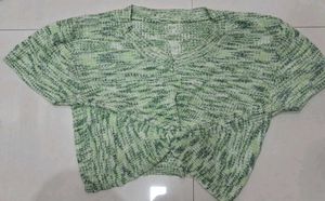Green Knit Crop Top