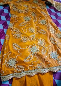 Yellow Heavy Embroidery Suit