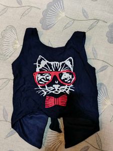 Cute Cat Graphic Backless Tank Top